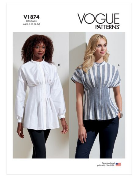 Patron Vogue 1874 A5 - Top avec plis piqués à la taille