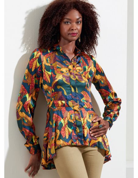 Patron Vogue 1875 Y5 - Top à basque avec manches bouffantes