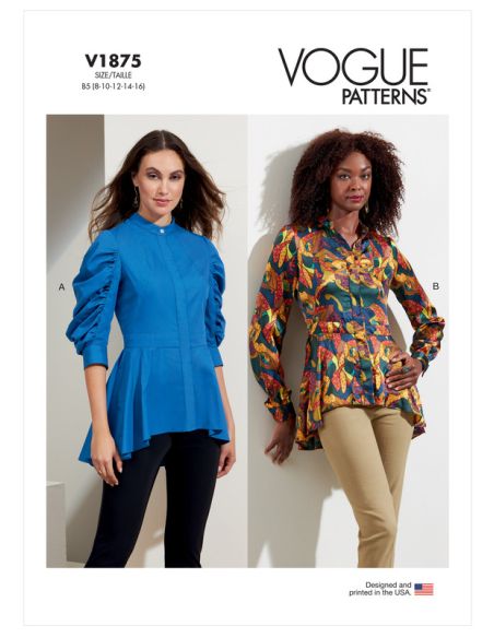 Patron Vogue 1875 Y5 - Top à basque avec manches bouffantes