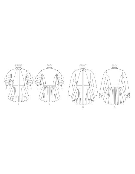 Patron Vogue 1875 Y5 - Top à basque avec manches bouffantes