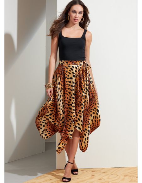 Patron Vogue 1872 F5 - Jupe portefeuille à pans asymétriques.