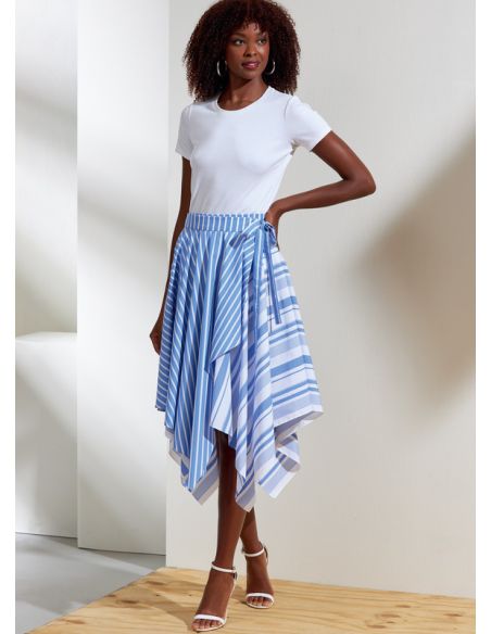 Patron Vogue 1872 A5 - Jupe portefeuille à pans asymétriques.