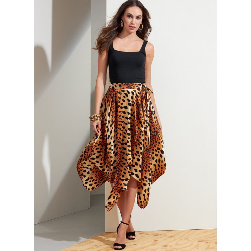 Patron Vogue 1872 A5 - Jupe portefeuille à pans asymétriques.