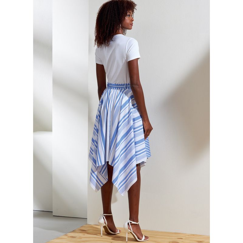 Patron Vogue 1872 A5 - Jupe portefeuille à pans asymétriques.