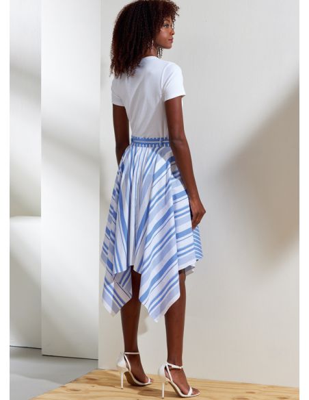 Patron Vogue 1872 A5 - Jupe portefeuille à pans asymétriques.