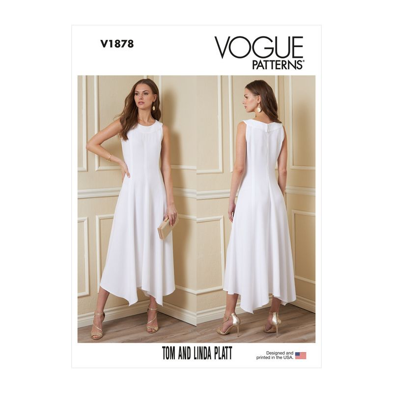 Patron Vogue 1878 A5 - Robe cintrée puis évasée