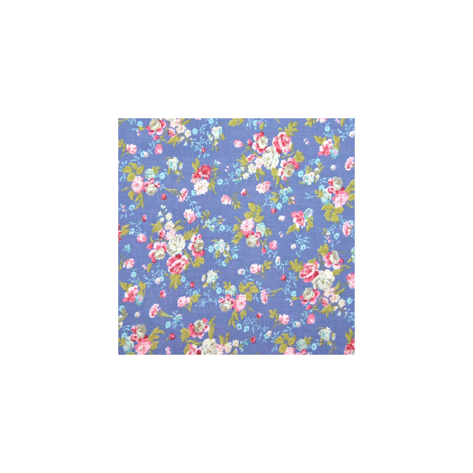 Coton imprimé fleurs fond bleu 