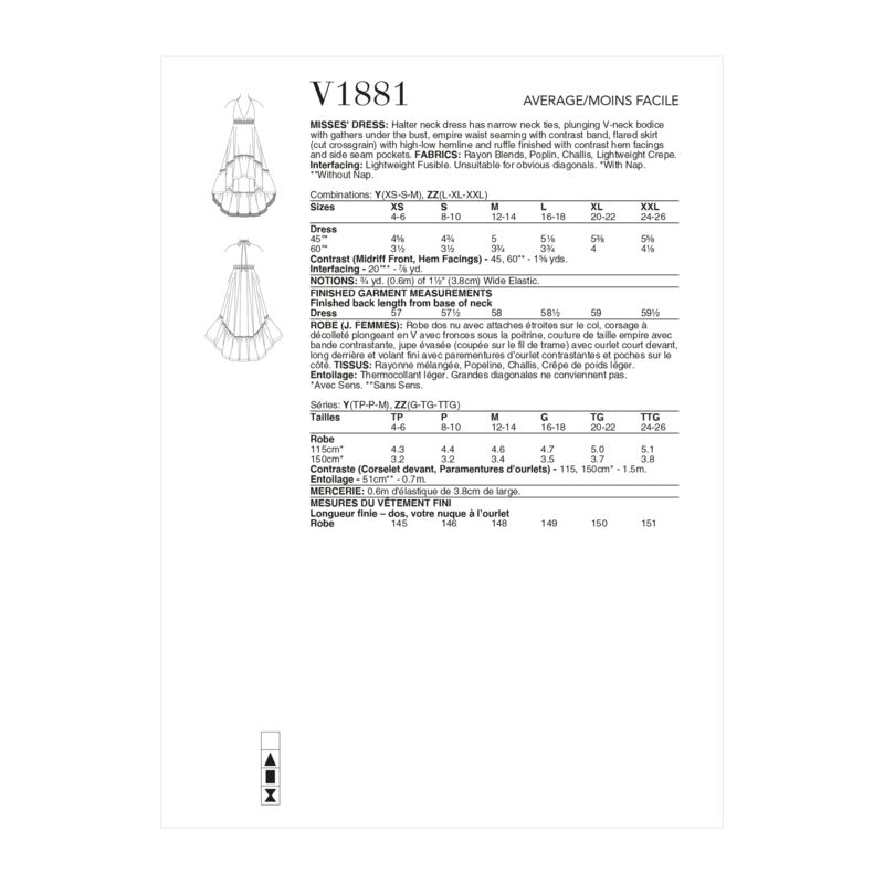 Patron Vogue 1881 ZZ - Robe à dos nu