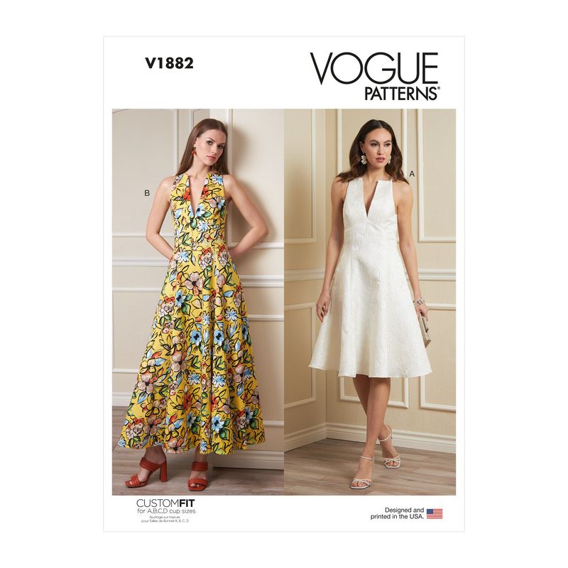 Patron Vogue 1882 Y5 - Robe adaptée aux tailles de bonnet A à D
