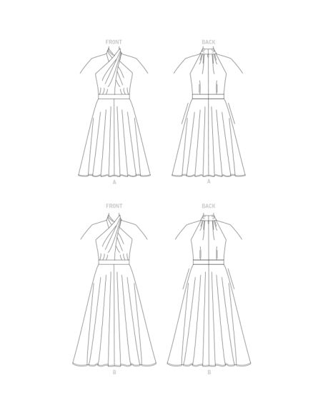 Patron Vogue 1883 A5 - Robe entrecroisée à dos nu