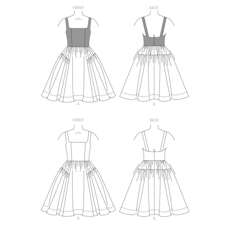 Patron Vogue 1884 A5 - Robe disponible pour tailles de bonnet A à D