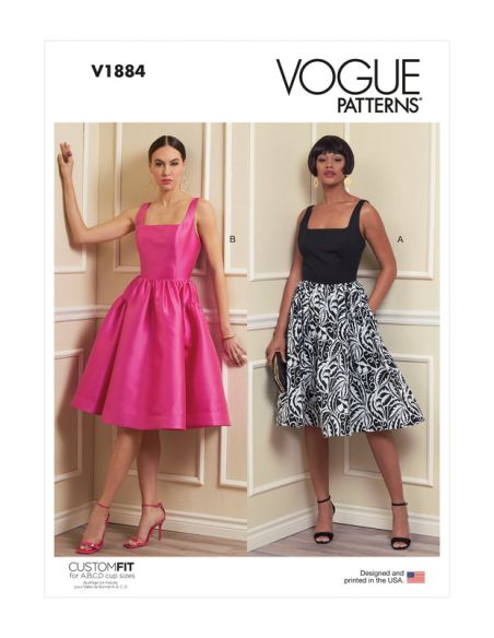 Patron Vogue 1884 A5 - Robe disponible pour tailles de bonnet A à D