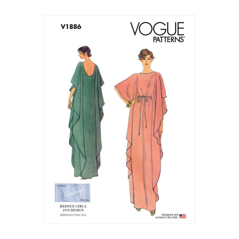 Patron Vogue 1886 A - Caftan large et fluide