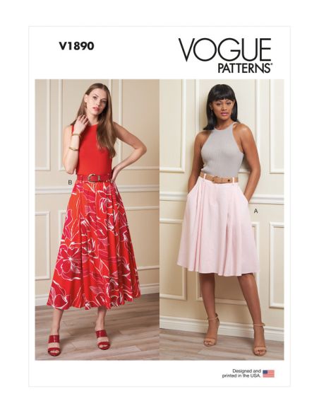 Patron Vogue 1890 A5 - Jupes évasées avec ceinture en forme