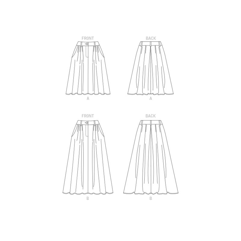 Patron Vogue 1890 A5 - Jupes évasées avec ceinture en forme