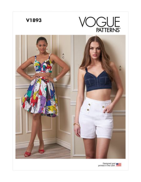 Patron Vogue 1893 E5 - Haut, short et jupe