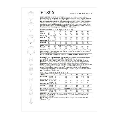 Patron Vogue 1895 MUU - Chemise, short et pantalon pour homme 2