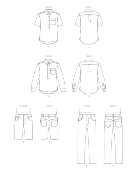 Patron Vogue 1895 MUU - Chemise, short et pantalon pour homme