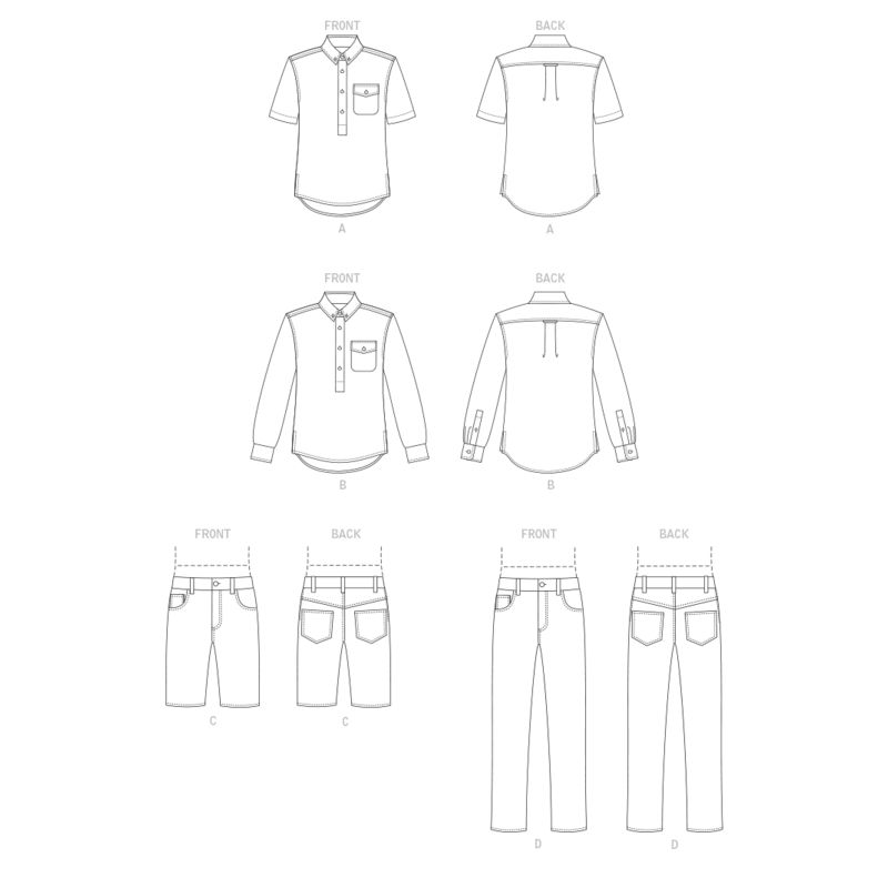 Patron Vogue 1895 MXX - Chemise, short et pantalon pour homme