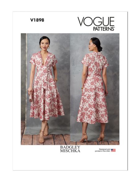 Patron Vogue 1898 F5 - Robe doublée a décolleté