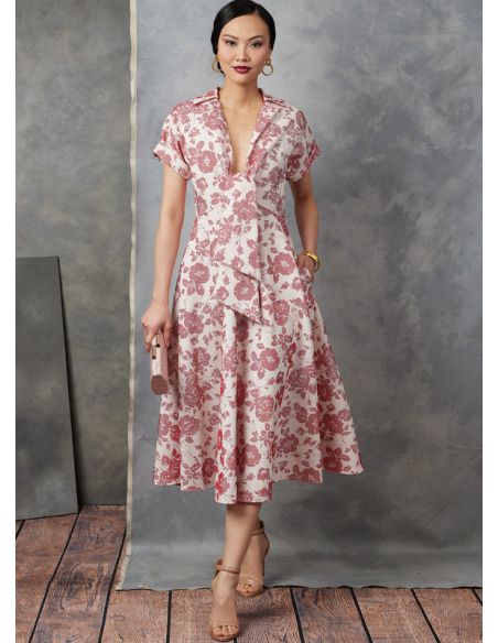 Patron Vogue 1898 F5 - Robe doublée a décolleté