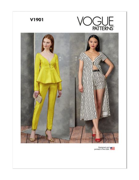 Patron Vogue 1901 A5 - Haut décolleté bateau, short et pantalon