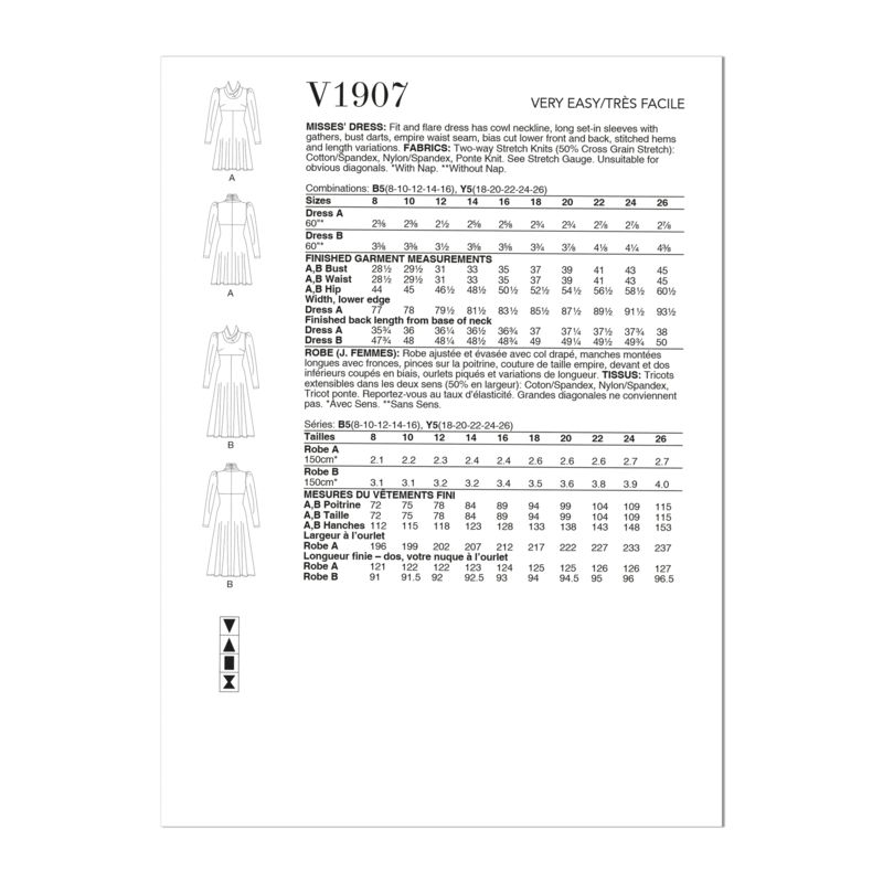 Patron Vogue 1907 Y5 - Robe avec col drapé