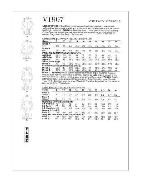 Patron Vogue 1907 Y5 - Robe avec col drapé