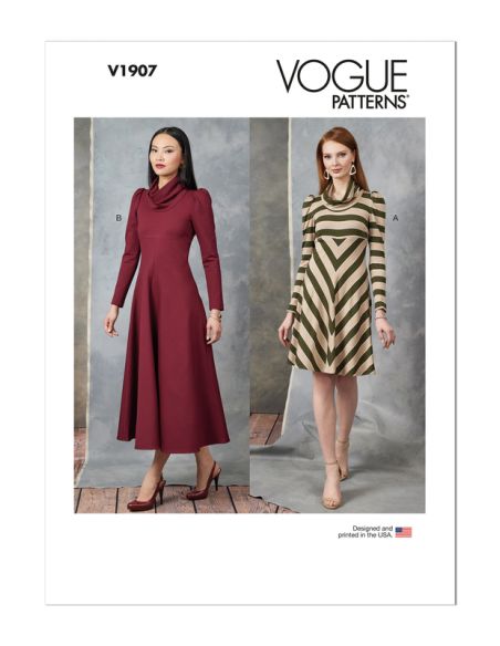 Patron Vogue 1907 Y5 - Robe avec col drapé