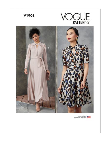 Patron Vogue 1908 A - Robe non doublée, moulante sur la poitrine