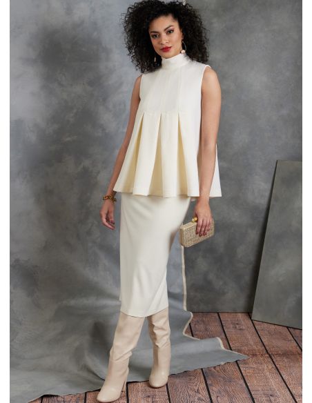 Patron Vogue 1909 A - Haut semi ajusté sur la poitrine