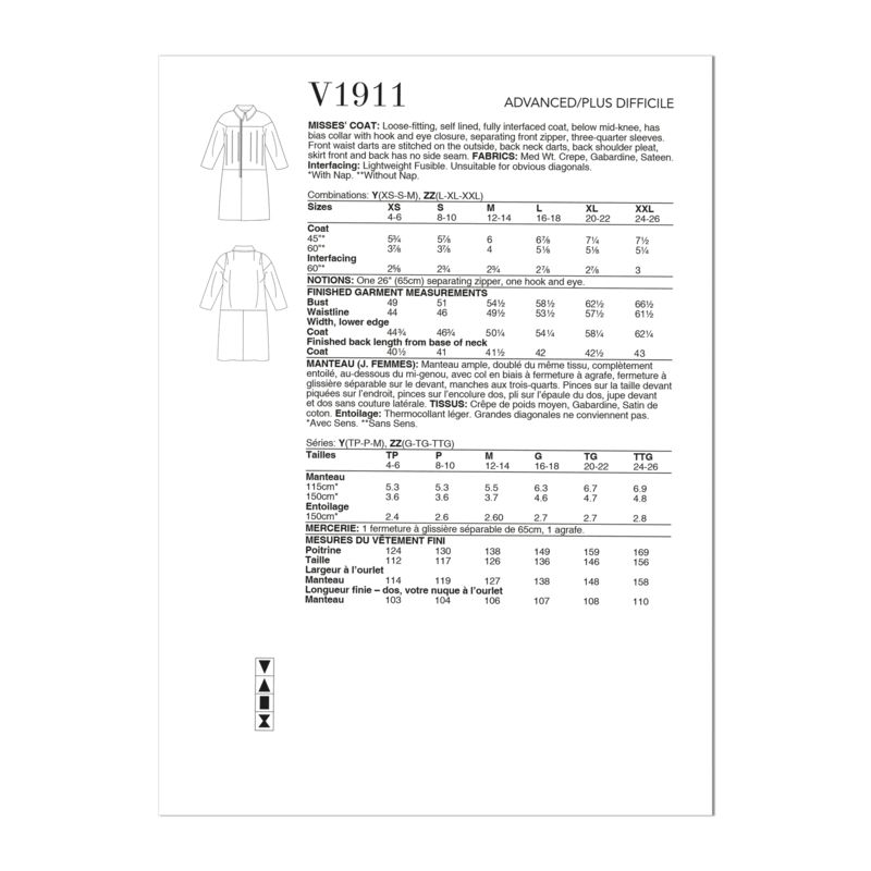 Patron Vogue 1911 Y - Manteau ample