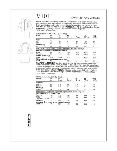 Patron Vogue 1911 ZZ- Manteau ample