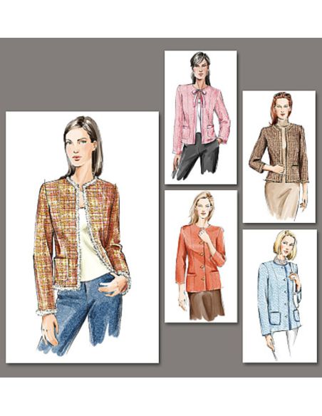Patron Vogue 7975 A - Veste femme tweed sans col
