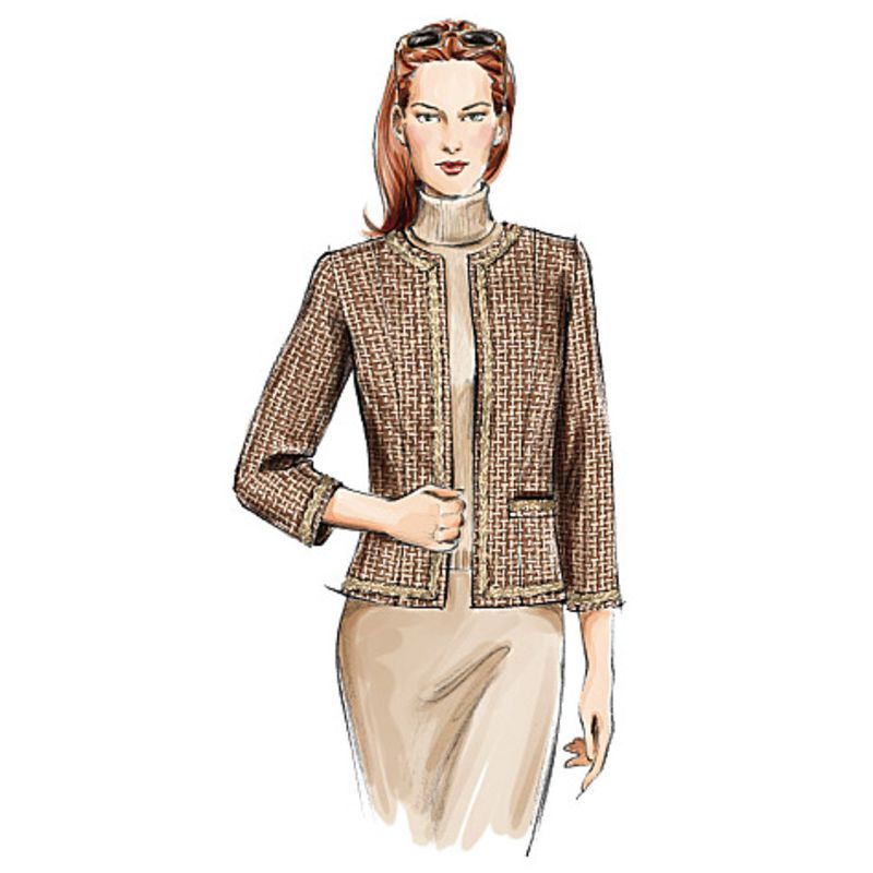 Patron Vogue 7975 A - Veste femme tweed sans col