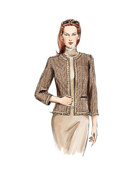 Patron Vogue 7975 A - Veste femme tweed sans col