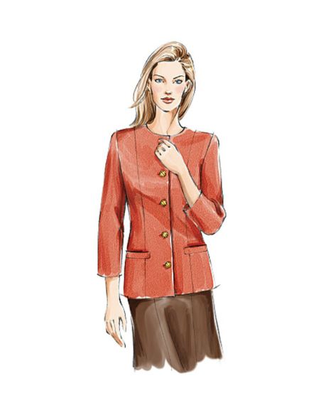 Patron Vogue 7975 A - Veste femme tweed sans col