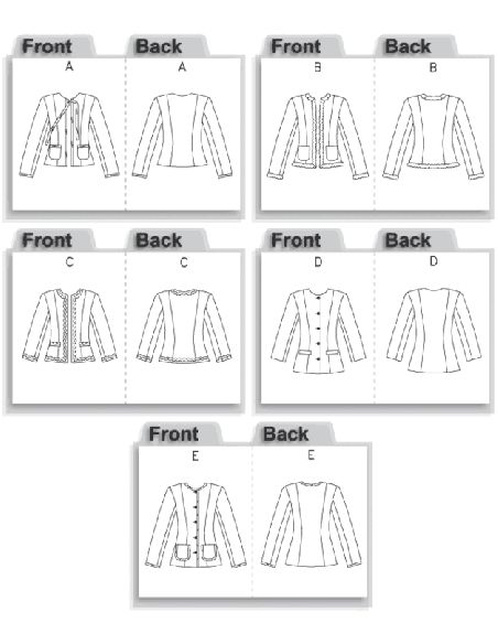 Patron Vogue 7975 A - Veste femme tweed sans col