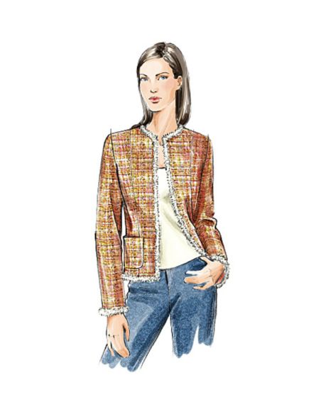 Patron Vogue 7975 A - Veste femme tweed sans col
