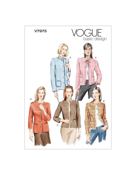 Patron Vogue 7975 FW - Veste femme tweed sans col