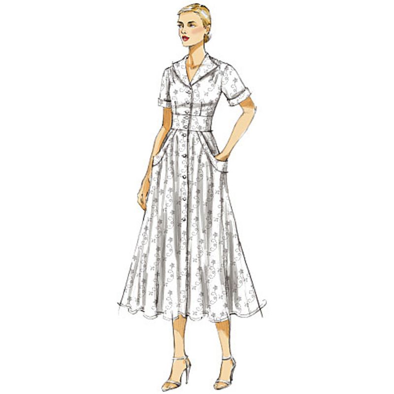Patron Vogue 8577 BB - Robe chemise femme style années 1950