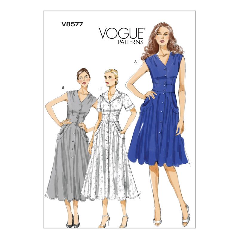 Patron Vogue 8577 BB - Robe chemise femme style années 1950