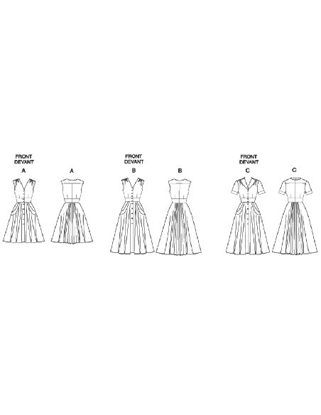 Patron Vogue 8577 BB - Robe chemise femme style années 1950