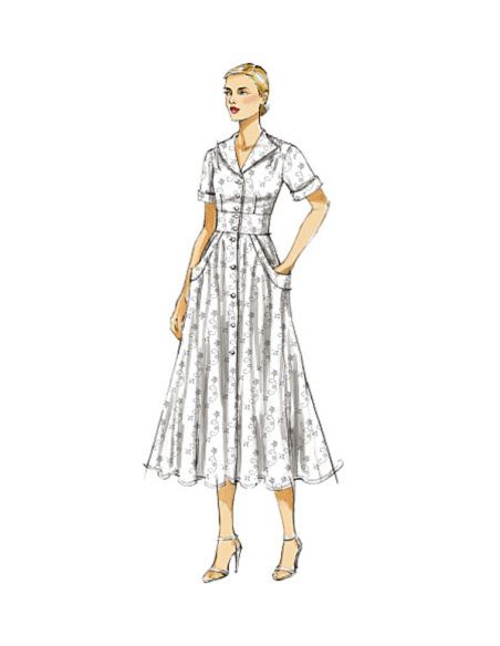 Patron Vogue 8577 FF - Robe chemise femme style années 1950