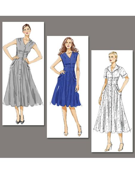 Patron Vogue 8577 FF - Robe chemise femme style années 1950