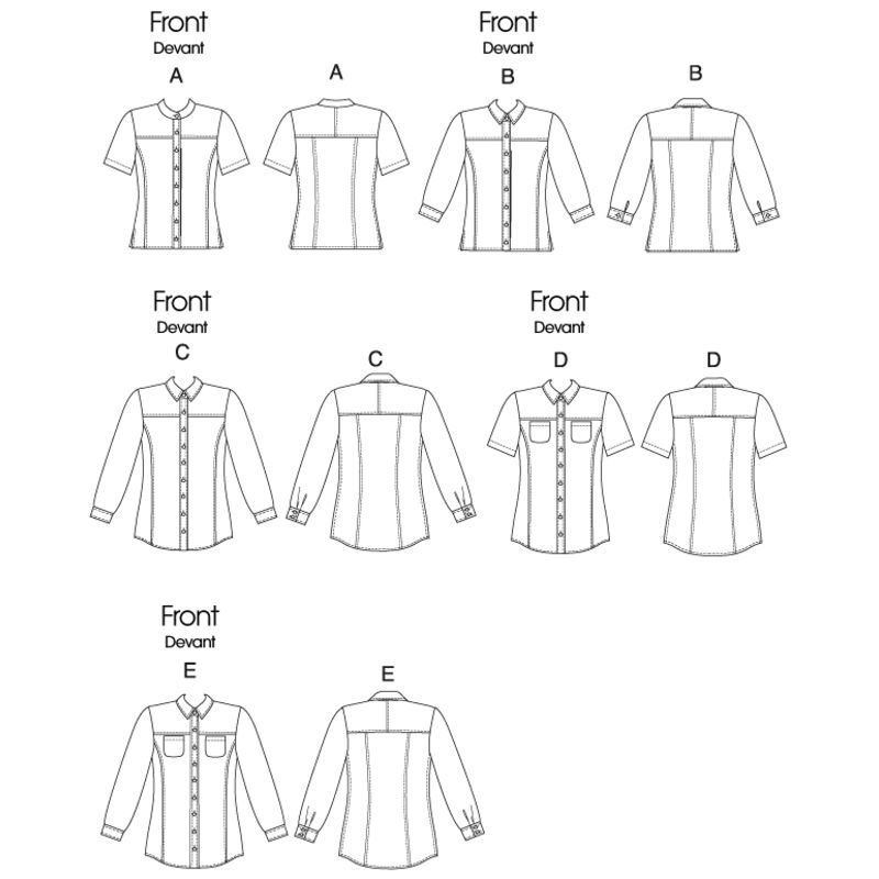 Patron Vogue 8689 AA - Chemisiers femme, avec ou sans manches