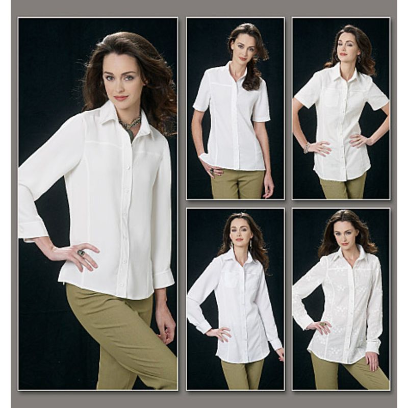 Patron Vogue 8689 E5 - Chemisiers femme, avec ou sans manches