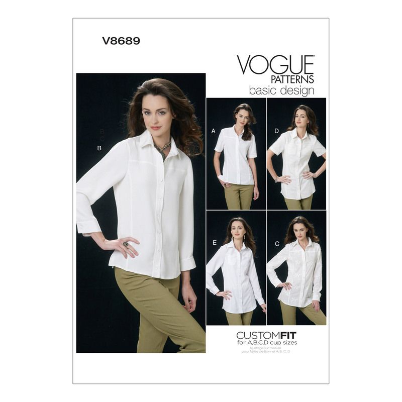 Patron Vogue 8689 E5 - Chemisiers femme, avec ou sans manches