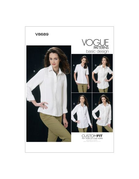Patron Vogue 8689 E5 - Chemisiers femme, avec ou sans manches