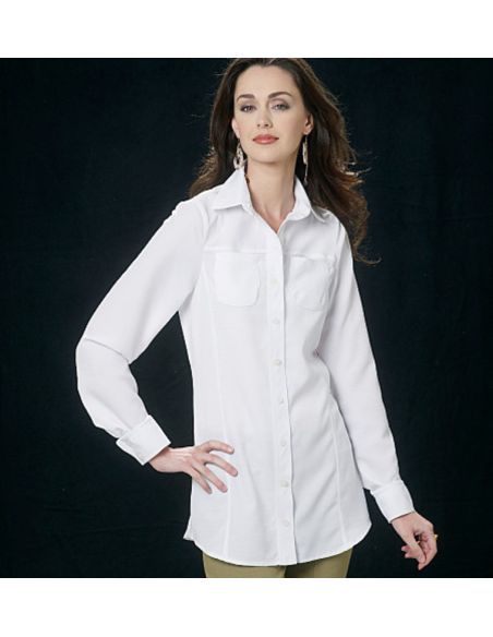 Patron Vogue 8689 E5 - Chemisiers femme, avec ou sans manches